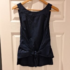 Odille Navy Tie-Front Top
